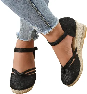 Womens Platform Sandals Comfortable Dressy Sandals Women Low Heel Wedges Ankle Strap Soft Closed Toes Summer Shoes