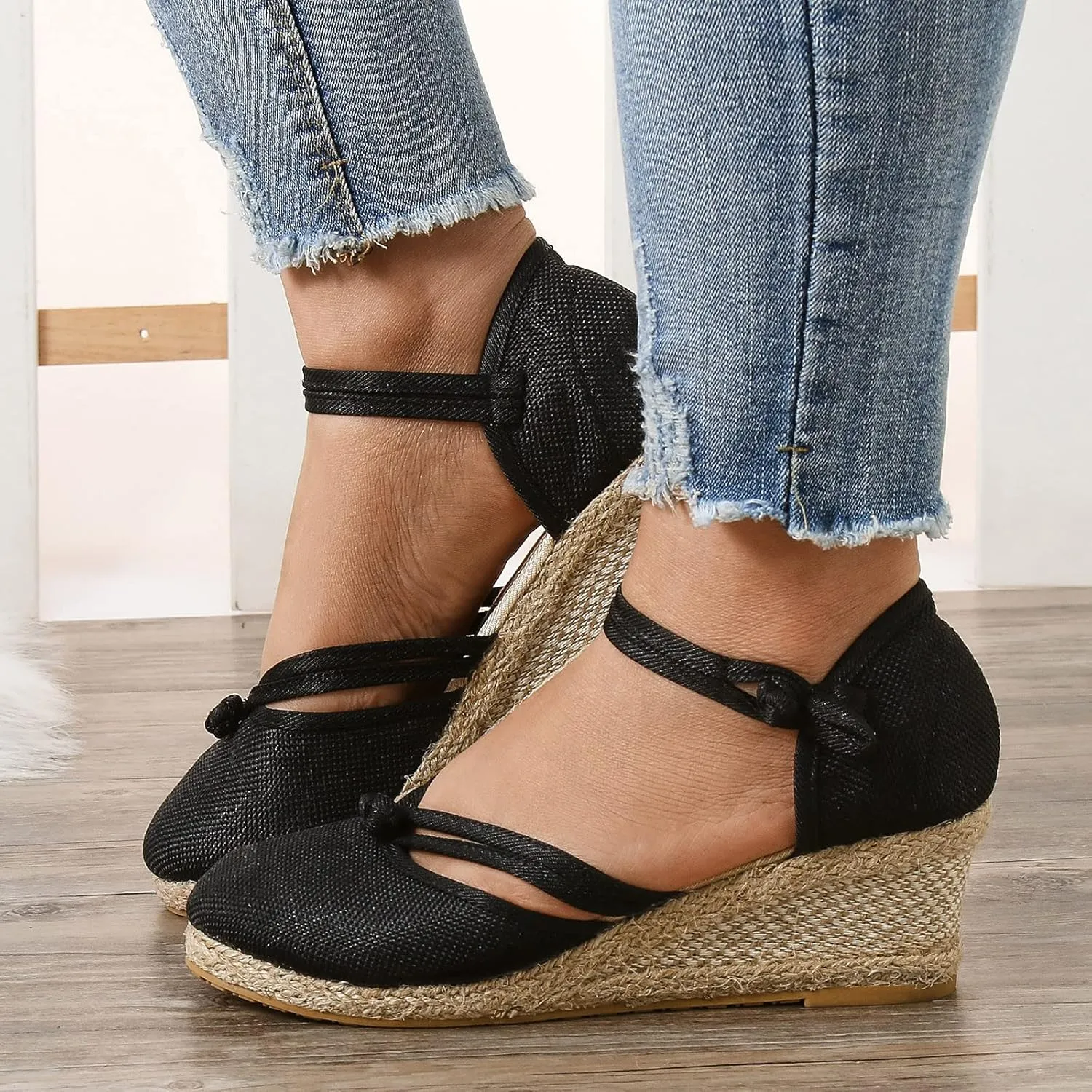 Womens Platform Sandals Comfortable Dressy Sandals Women Low Heel Wedges Ankle Strap Soft Closed Toes Summer Shoes