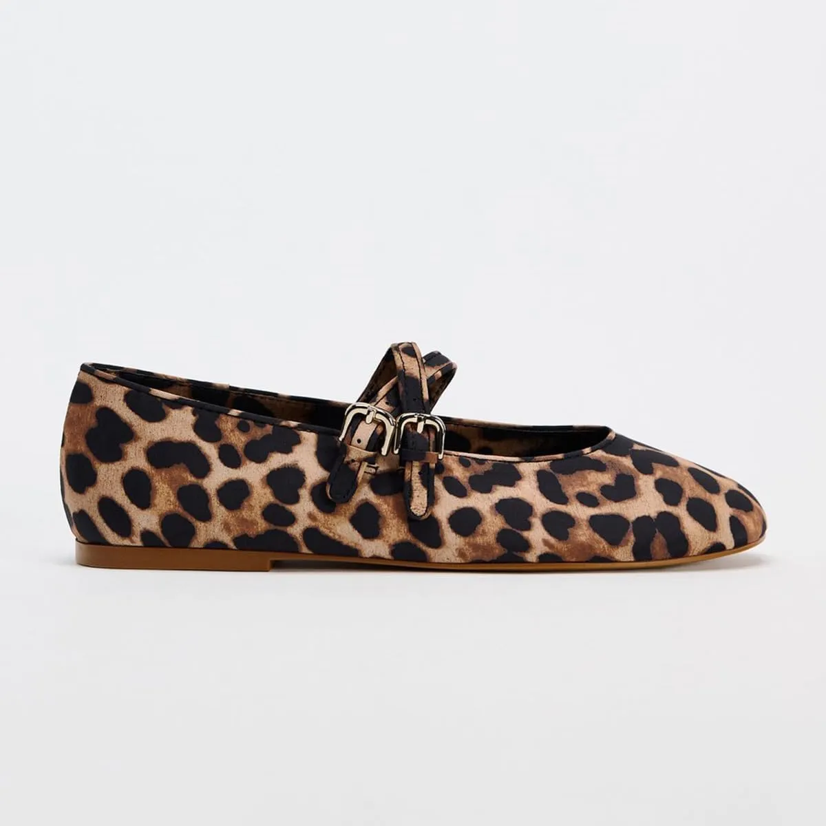 Women's Retro Leopard Ballet Flats Buckle Strap Mary Jane Flats Ballerina Shoes Round Toe Ballet Flat Shoes
