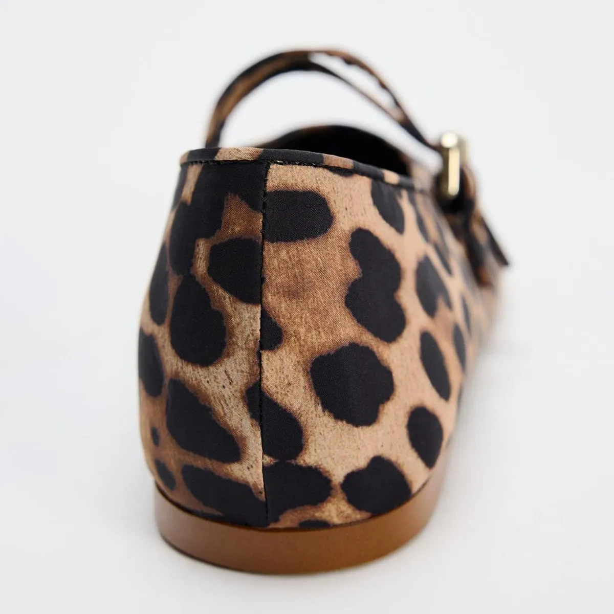 Women's Retro Leopard Ballet Flats Buckle Strap Mary Jane Flats Ballerina Shoes Round Toe Ballet Flat Shoes
