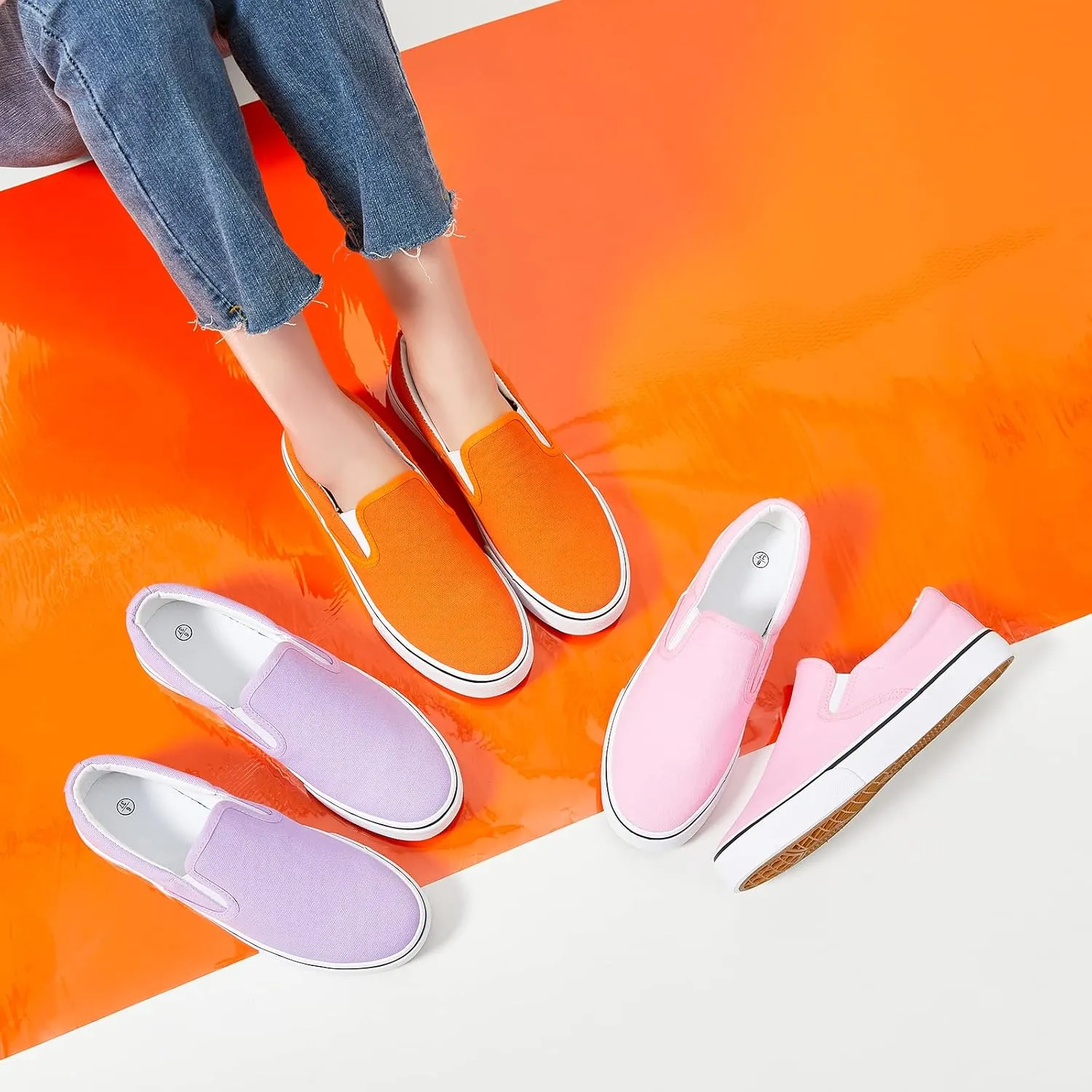 Women's Slip on Shoes Canvas Sneakers Loafers Non Slip Shoes Low Top Casual Shoes