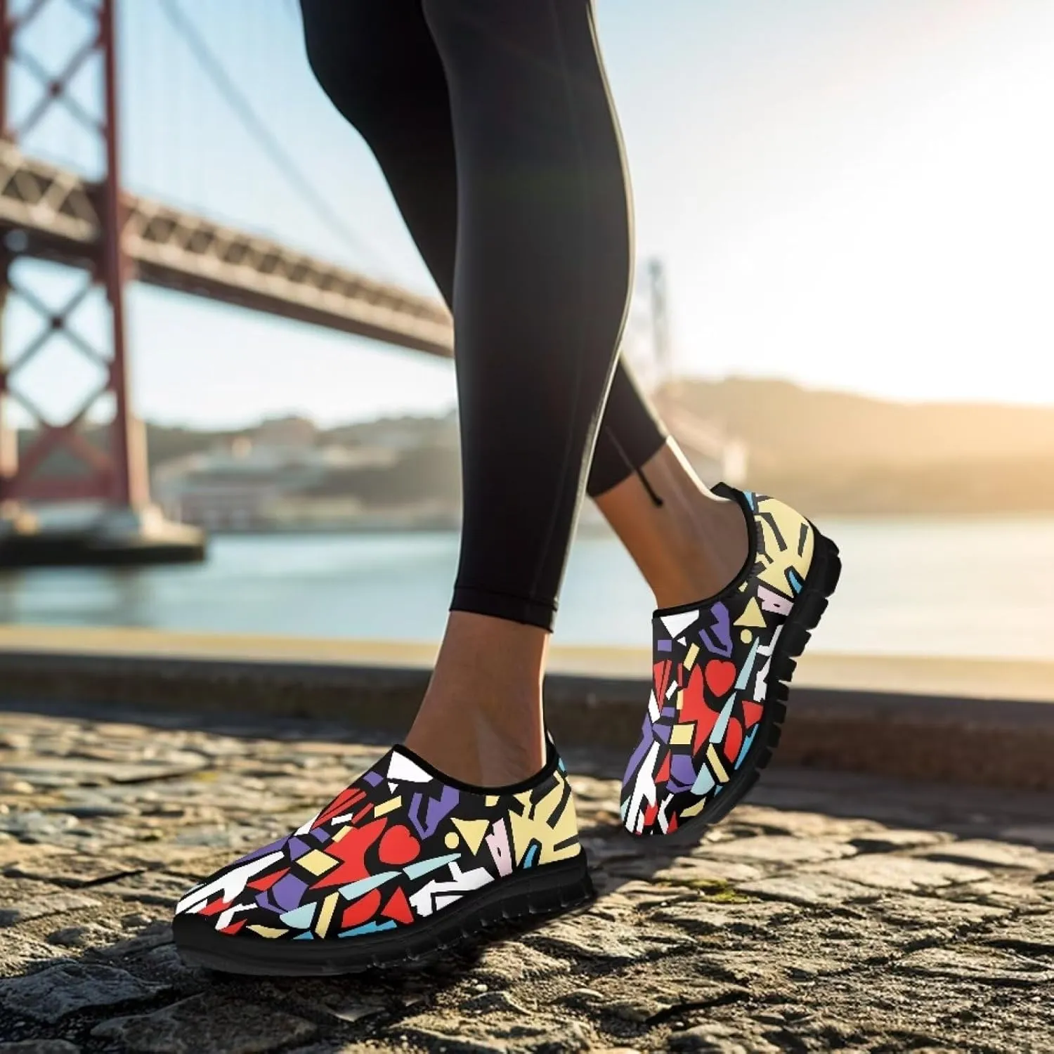 Women's Sneaker Casual Low Top Hiking Sneaker Flat Slip On Outdoor Soft Breathable Holiday Athletic Shoes for Womens