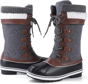 Women's Snow Boots, Women Waterproof Mid Calf, Anti-slip Outdoor Warm Duck Boot for Winter