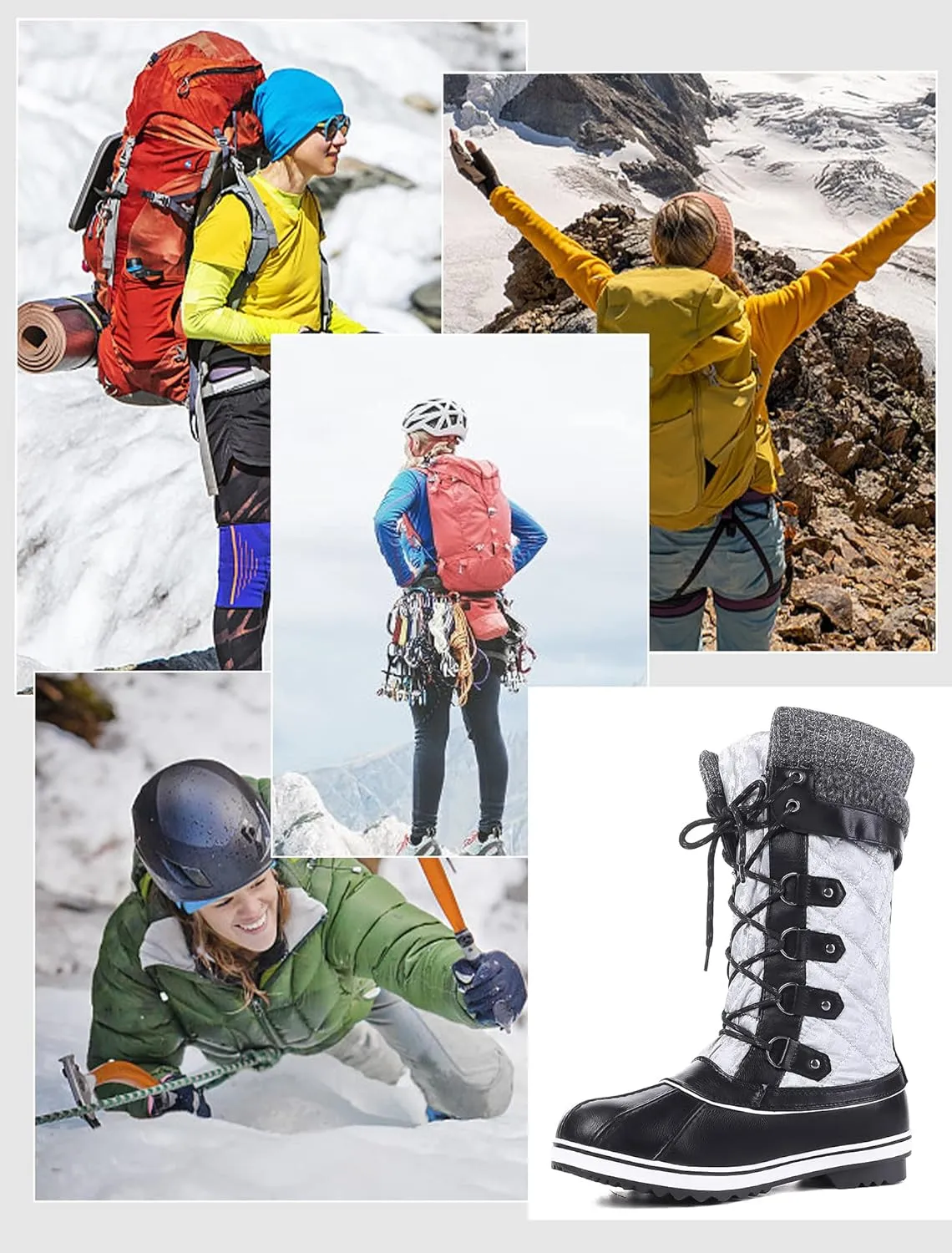 Women's Snow Boots, Women Waterproof Mid Calf, Anti-slip Outdoor Warm Winter Boots for Women