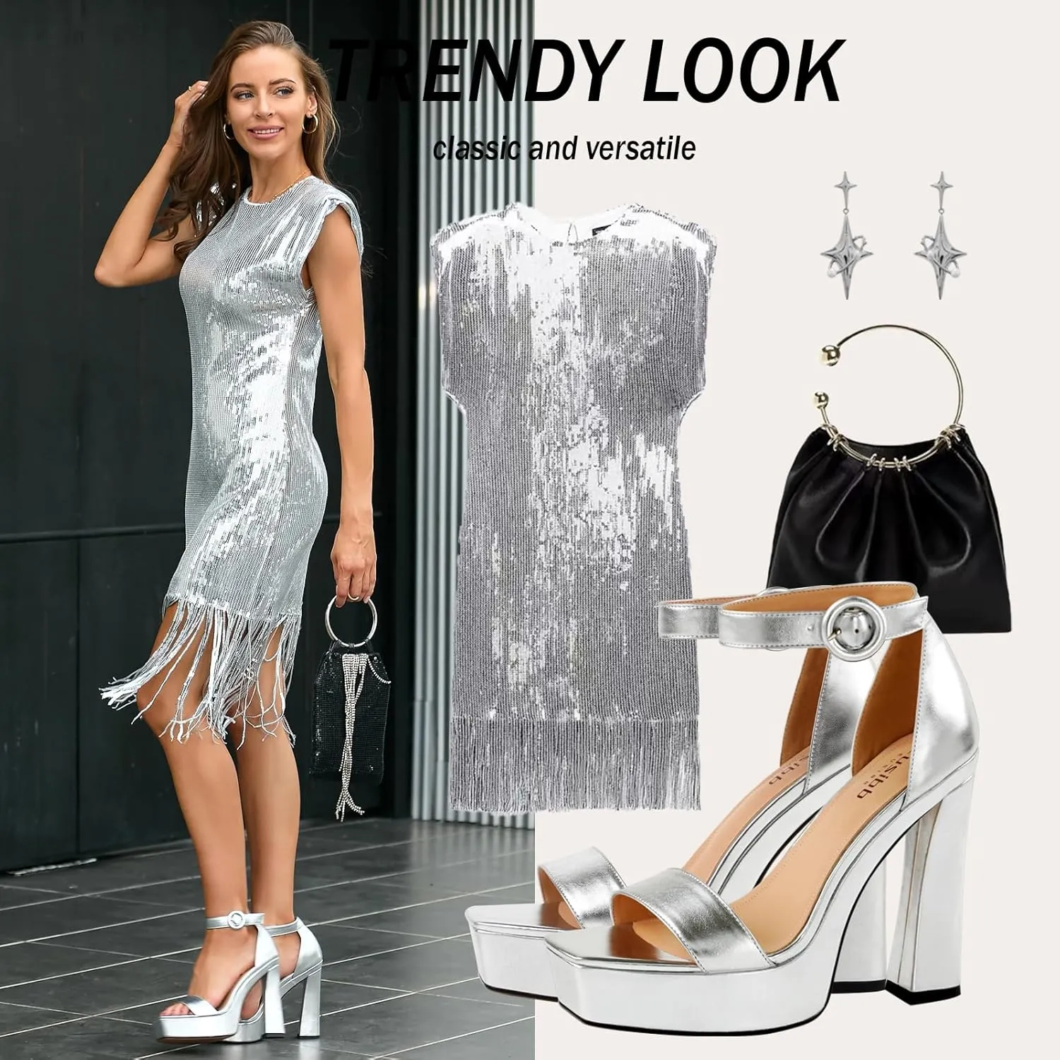 Women's Square Toe Open Toe High Heels Thick Sole Platform Sandals Ankle Strap Sexy Dress Party Shoes