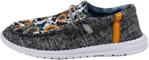 Women's Sunflower Slip-on Gray Canvas Loafers Lace-up Checkered Pattern Floral Pattern Design Sneakers Arch Support Cushion Sole Casual Trendy Comfortable Walking Driving Boat Shoes