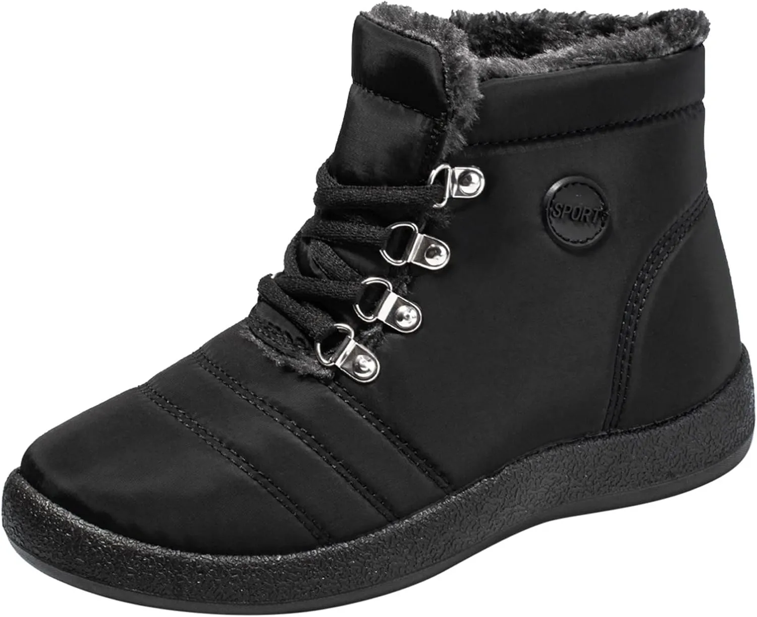Womens Winter Snow Boots Flat Warm Fur Lined Waterproof Ankle Booties omfortable Walking Outdoor Boot