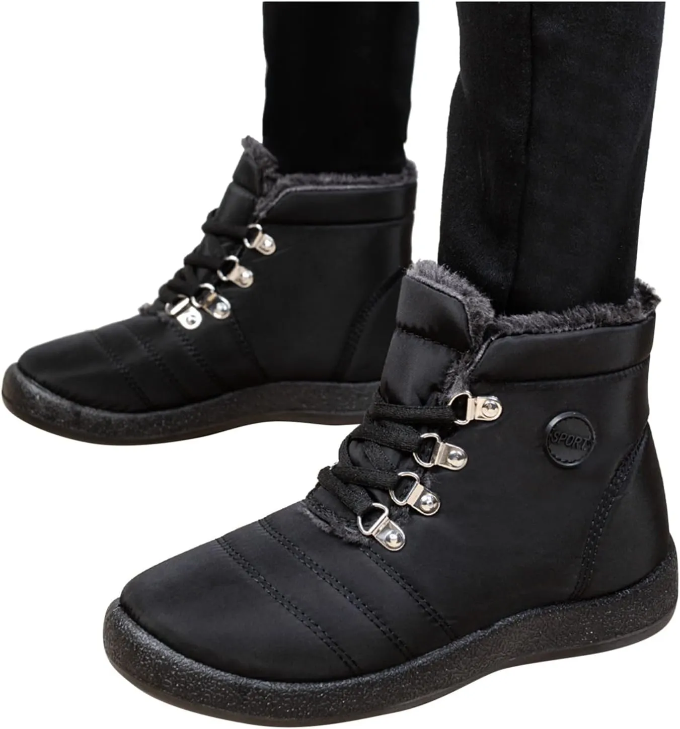 Womens Winter Snow Boots Flat Warm Fur Lined Waterproof Ankle Booties omfortable Walking Outdoor Boot