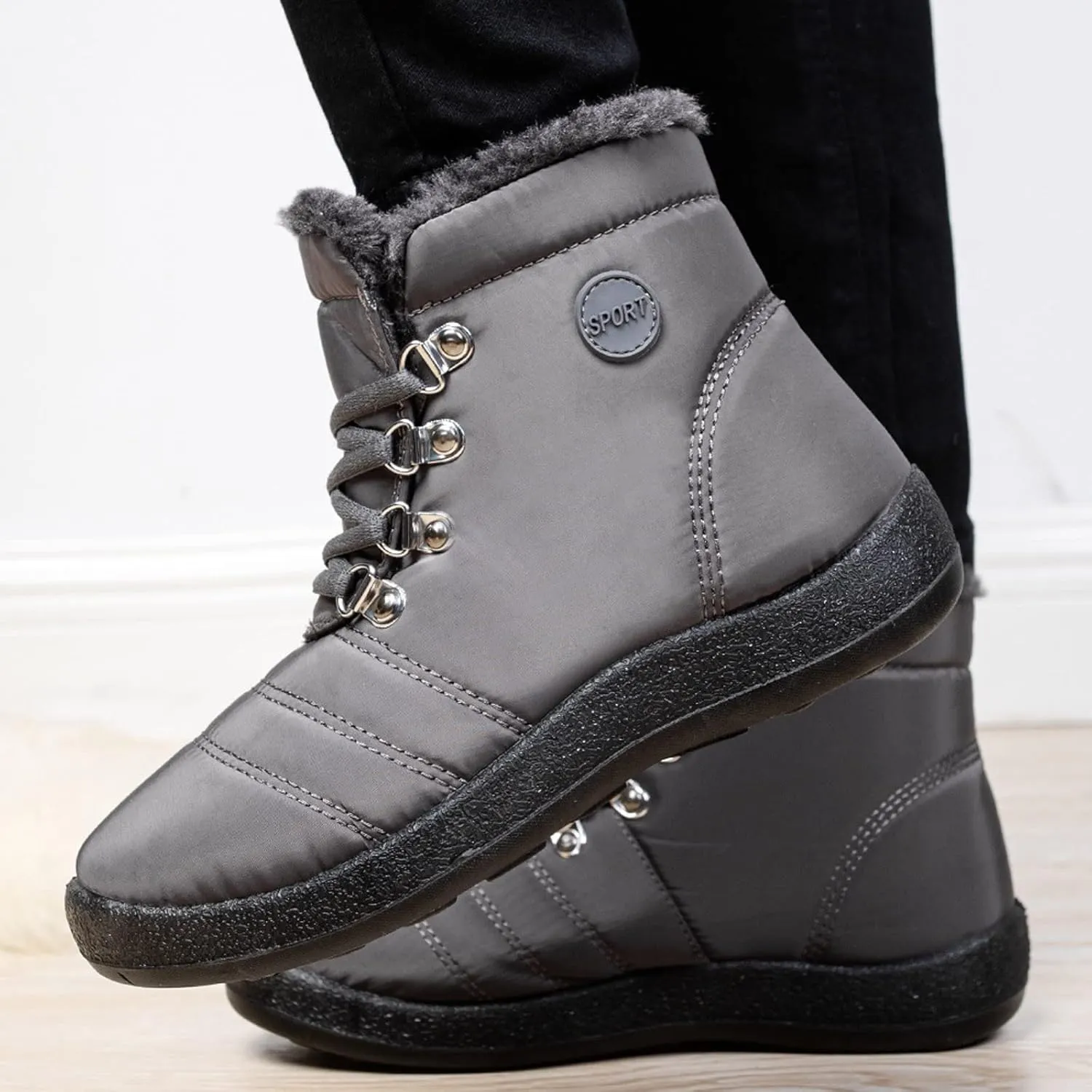 Womens Winter Snow Boots Flat Warm Fur Lined Waterproof Ankle Booties omfortable Walking Outdoor Boot