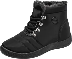 Womens Winter Snow Boots Flat Warm Fur Lined Waterproof Ankle Booties omfortable Walking Outdoor Boot