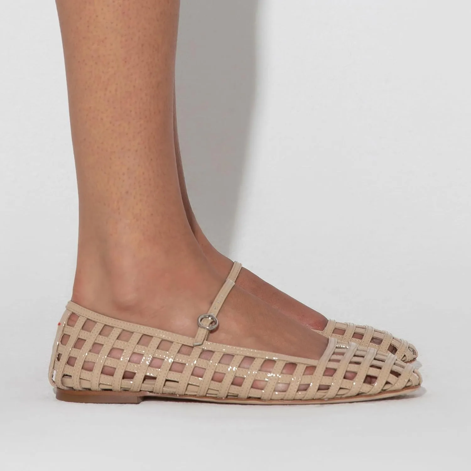 Woven Ballet Flats for Women with Square Toe Breathable Mary Jane Flat Shoes Stylish Buckle Strap