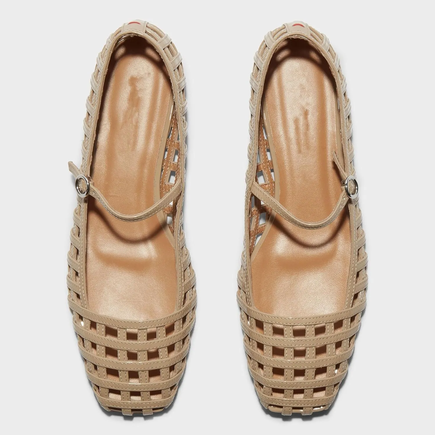 Woven Ballet Flats for Women with Square Toe Breathable Mary Jane Flat Shoes Stylish Buckle Strap