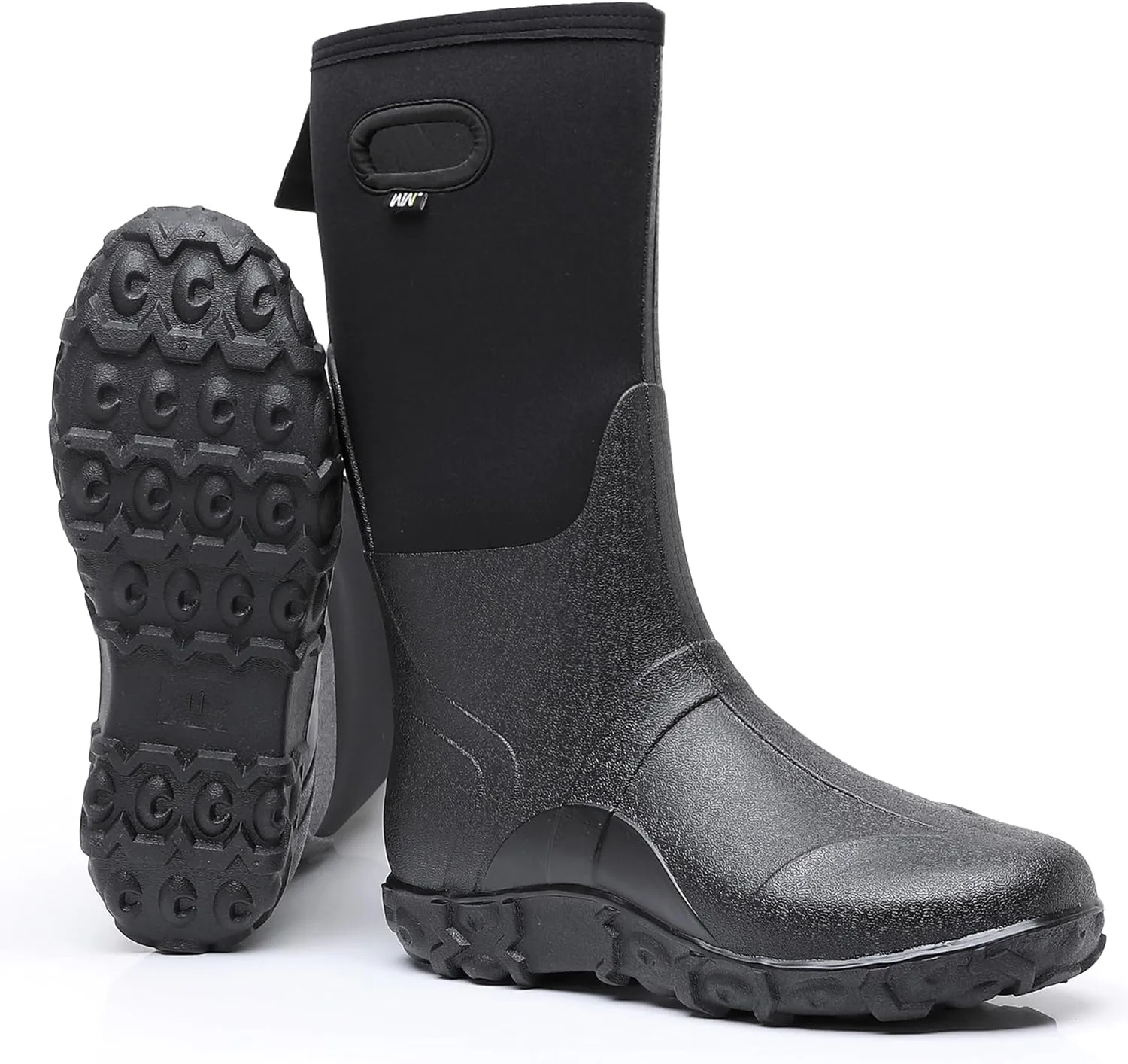 WTW Men's Rain Boots Neoprene - Waterproof Insulated Rubber Mud Boots for Men Winter Snow Work Boots Outdoor