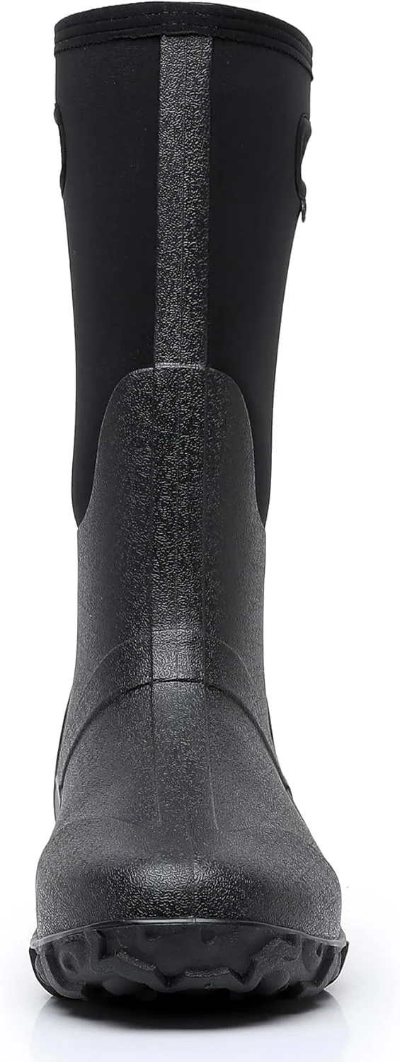 WTW Men's Rain Boots Neoprene - Waterproof Insulated Rubber Mud Boots for Men Winter Snow Work Boots Outdoor