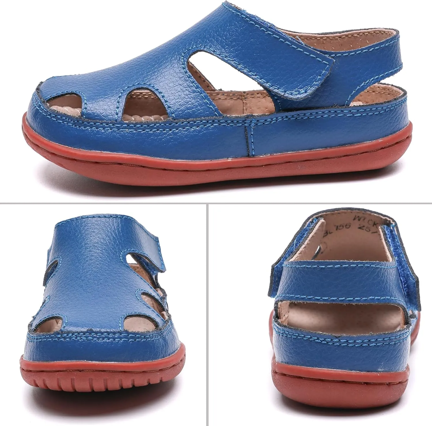 WUIWUIYU Boy's Girl's Leather Soft Closed Toe Outdoor Beach Summer Sport Sandals Athletic Fisherman Shoes for Toddler/Little Kid/Big Kid