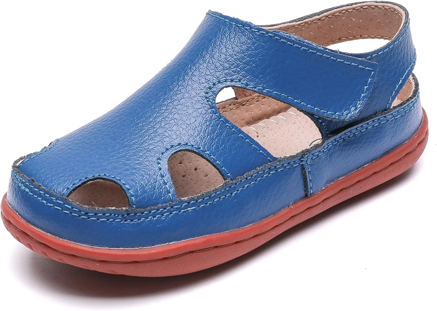 WUIWUIYU Boy's Girl's Leather Soft Closed Toe Outdoor Beach Summer Sport Sandals Athletic Fisherman Shoes for Toddler/Little Kid/Big Kid