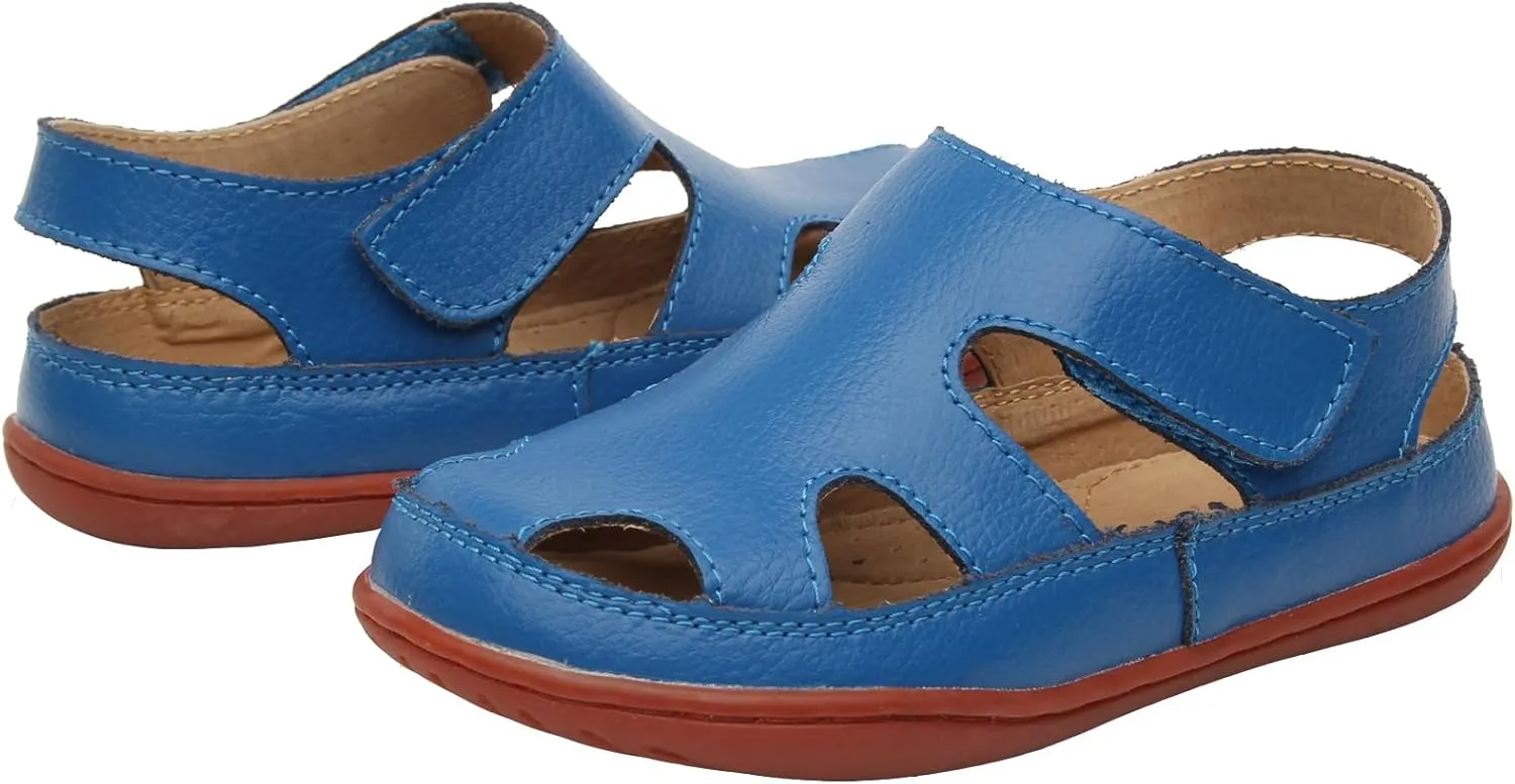 WUIWUIYU Boy's Girl's Leather Soft Closed Toe Outdoor Beach Summer Sport Sandals Athletic Fisherman Shoes for Toddler/Little Kid/Big Kid