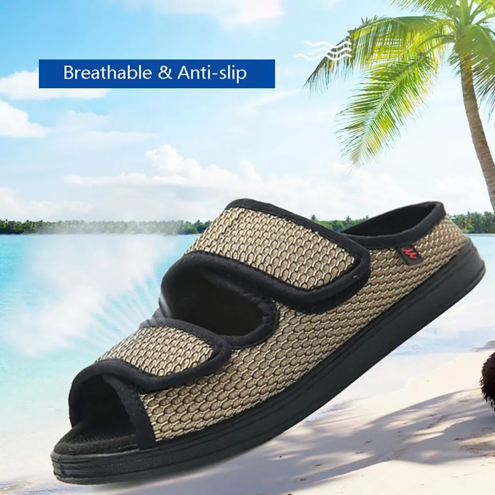 XGOPTS Diabetic Sandals for Women Men Extra Wide Diabetic Foot Shoes Swollen Feet Diabetic Edema Boots Slippers Non Slip Open Toe Adaptive Sandals Diabetic Arthritis Walking Shoes Adjustable Closure