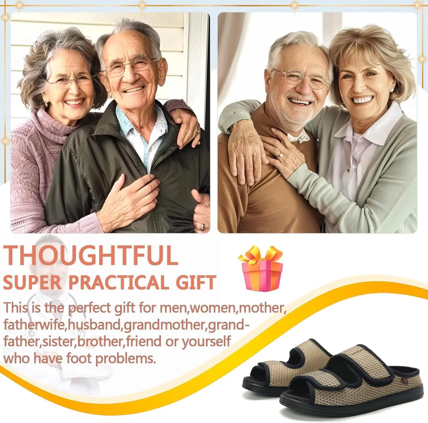 XGOPTS Diabetic Sandals for Women Men Extra Wide Diabetic Foot Shoes Swollen Feet Diabetic Edema Boots Slippers Non Slip Open Toe Adaptive Sandals Diabetic Arthritis Walking Shoes Adjustable Closure