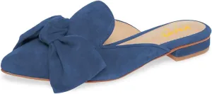 XYD Women Closed Pointed Toe Bows Mules Low Heel Flats Slip On Slide Sandals Daily Casual Outdoor Comfort Shoes