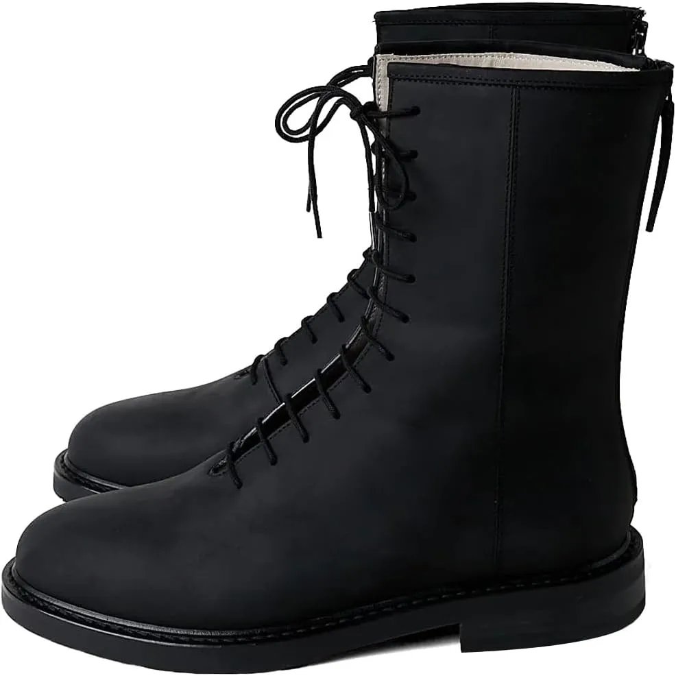 XYD Women Girls Combat Boots Lug Sole Stacked Chunky Heel Front Lace Up Back Zipper Flat Ankle Booties Fashion Walking Daily Shoes