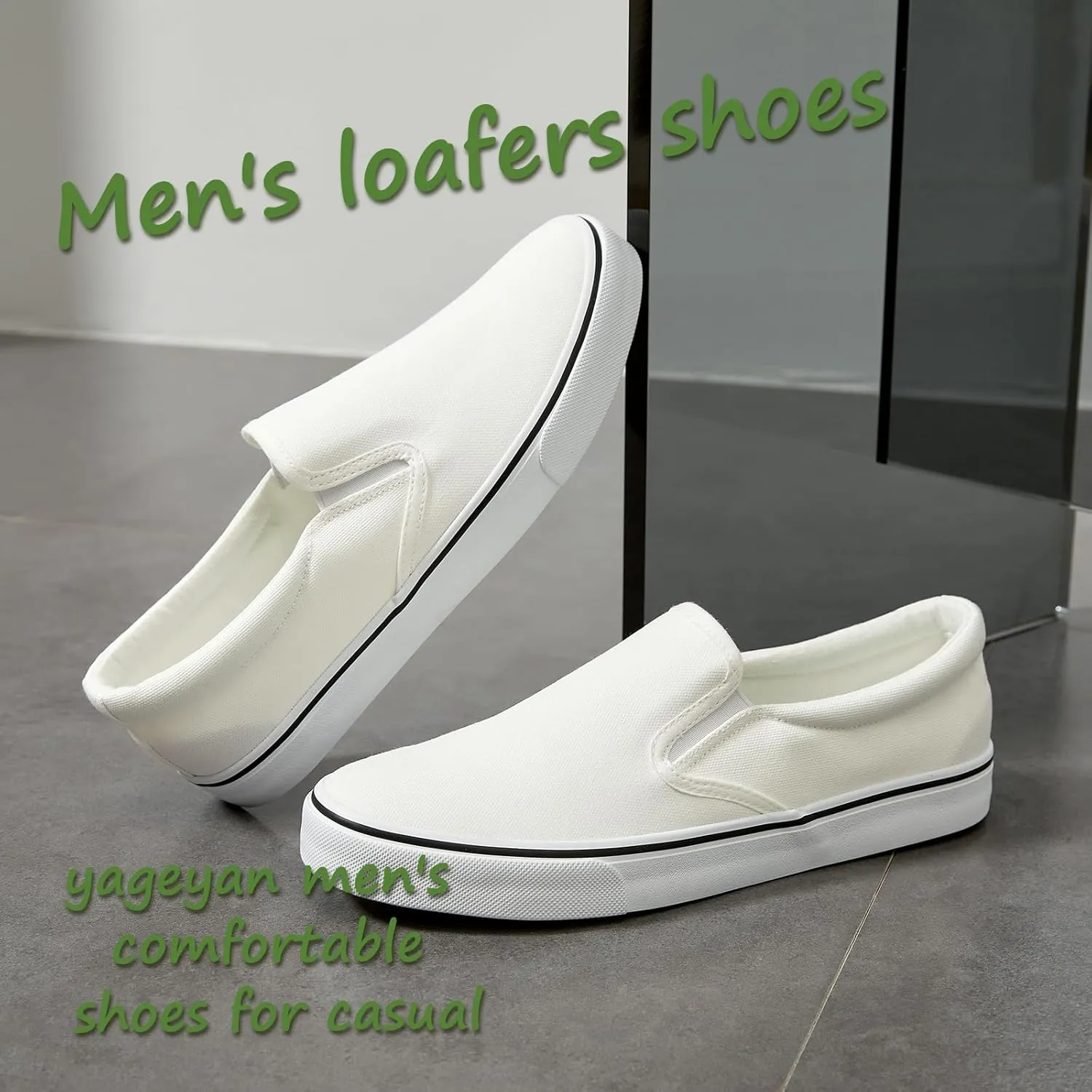 yageyan Mens Slip on Sneakers Loafers Shoes Canvas Black Shoes Canvas Blue Casual Fashion Shoes