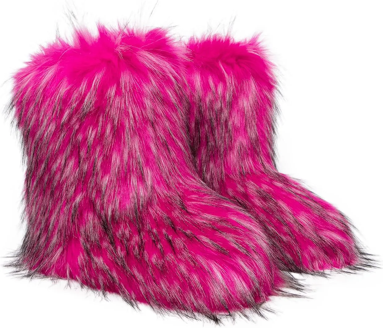 yamerbo Faux Fur Boots for Women, Fuzzy Flurry Furry Leg Warm Boots, Winter Mid-Calf Snow Shoes