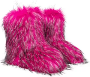 yamerbo Faux Fur Boots for Women, Fuzzy Flurry Furry Leg Warm Boots, Winter Mid-Calf Snow Shoes