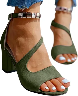Yanzhenglip Sandals Women Fashion Heels, Women'S Sexy High Heel Sandals Open Toe Pointed Party Sandals, Summer Dressy Low Heel Sandals Hollowed Out Comfortable
