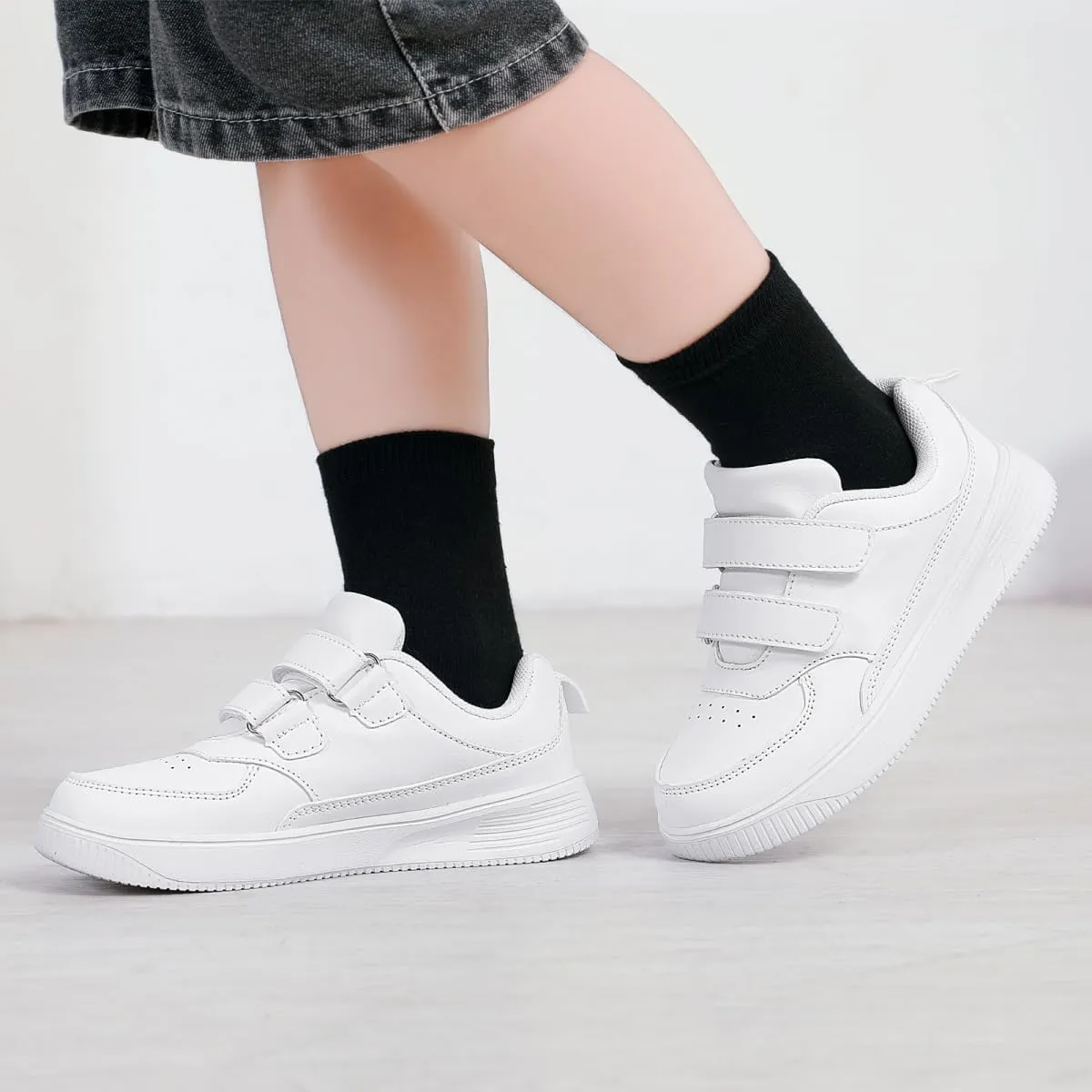 YAVY Unisex-Child Sneakers Boys Girls Running Leather Sneakers Breathable Mesh Athletic Shoes Lightweight Kids Walking Shoes