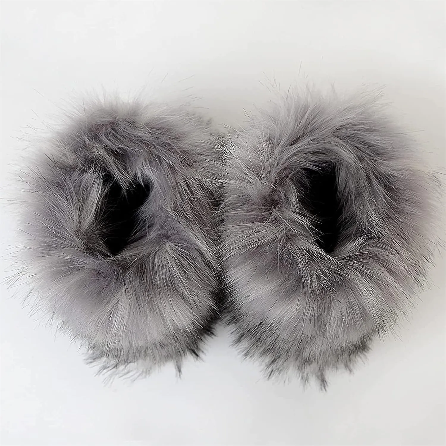 YESBOR Women's Winter Faux Fur Boots Round Toe Warm Fuzzy Fluffy Furry Snow Boots Flat Shoes