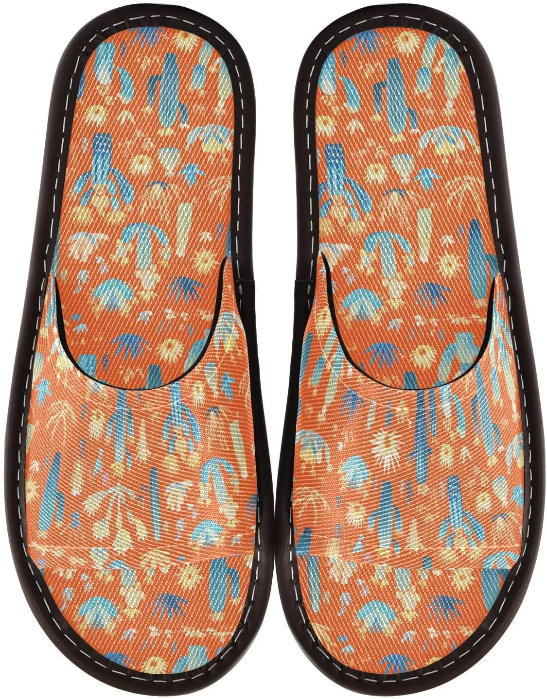 Yuiboo Cacti Orange Men Women Fashion Slippers Summer Slides Sandals for Beach Home Home
