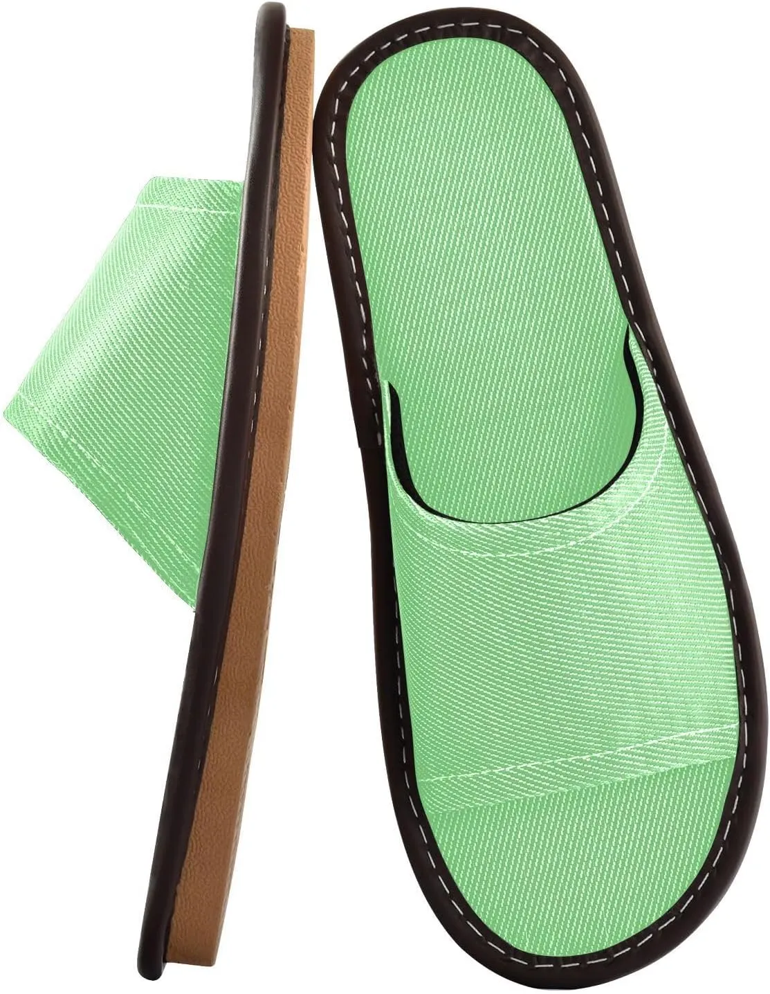 Yuiboo Light Green Mens Spa Slippers Reusable Non Slip Sandals for Hotel Hotel Hotel