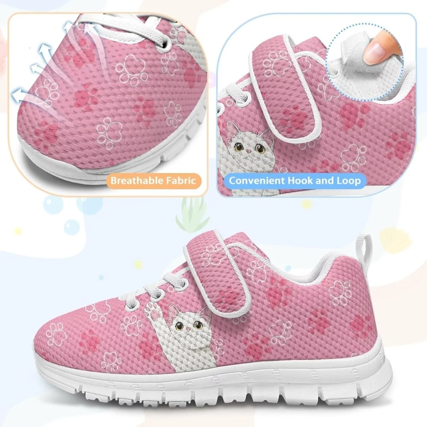 Yzaoxia Unisex Kids Sneakers Hook and Loop Boys Girls Walking Shoes