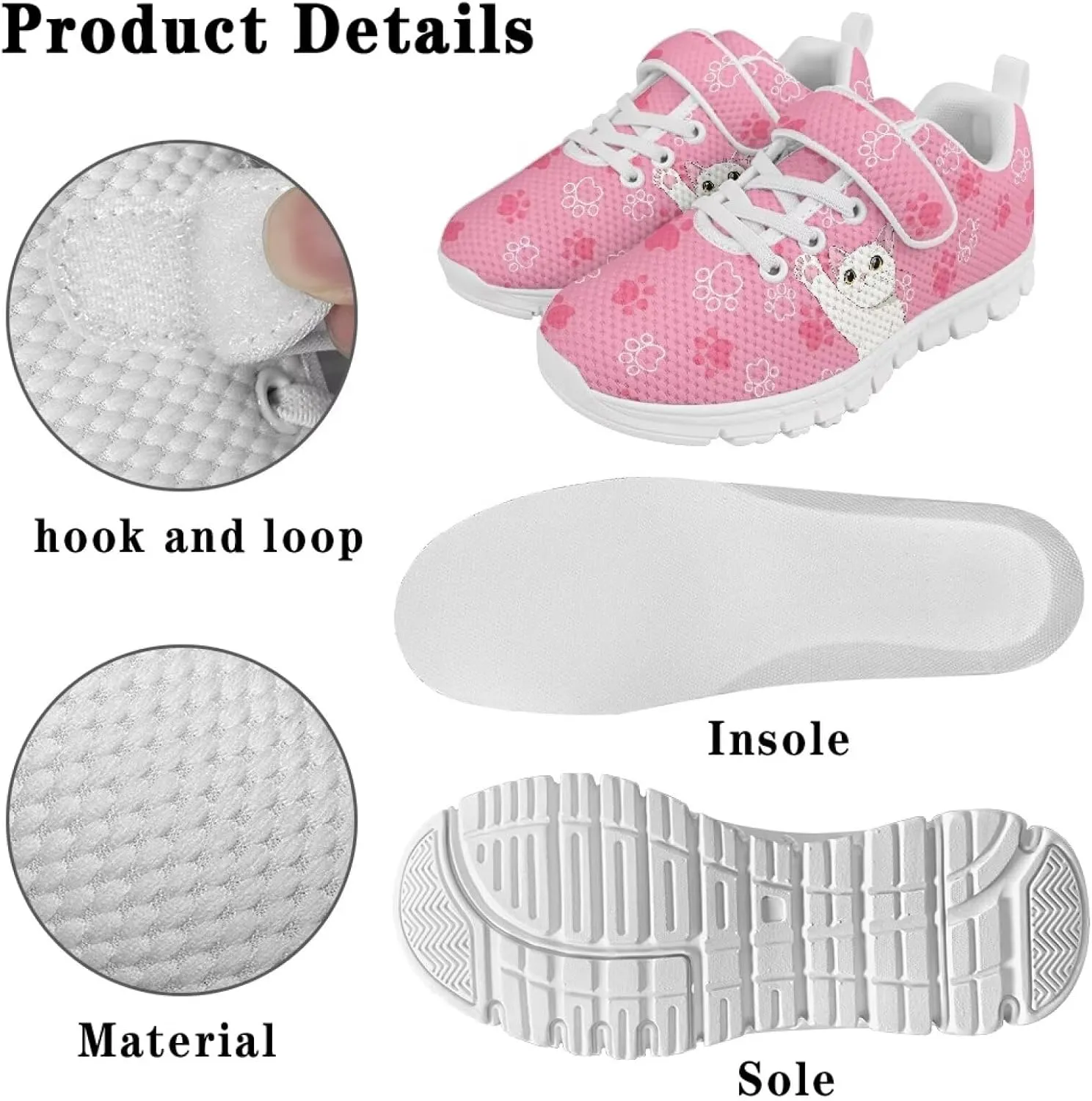 Yzaoxia Unisex Kids Sneakers Hook and Loop Boys Girls Walking Shoes