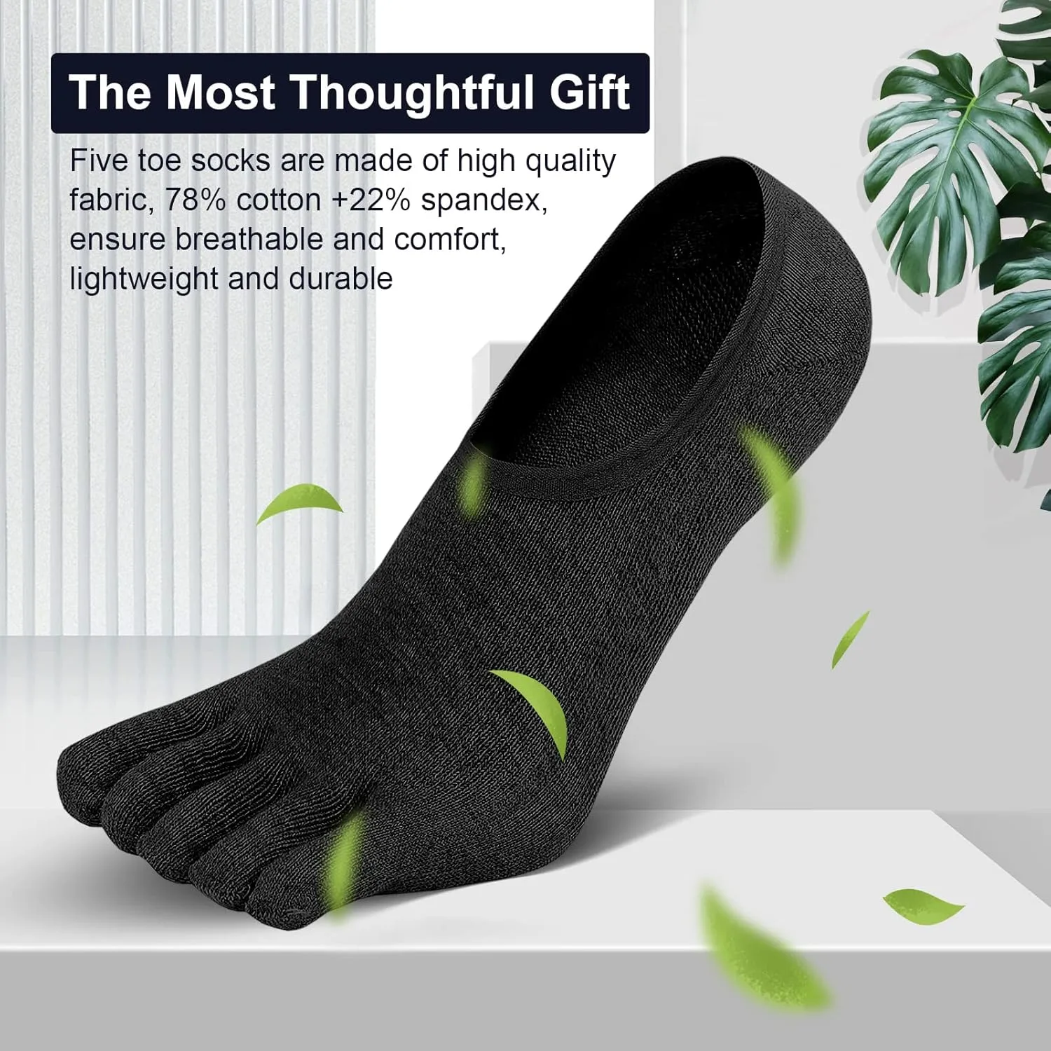 ZAKASA No-Show Toe Socks Men: Five Finger Socks Invisible Liner Low Cut for Running Loafers Athletic Shoes