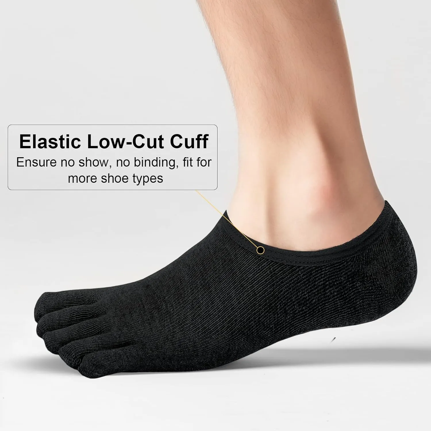 ZAKASA No-Show Toe Socks Men: Five Finger Socks Invisible Liner Low Cut for Running Loafers Athletic Shoes