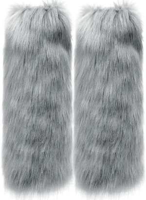 Zecmos Leg Warmers Women Faux Fur Fuzzy Long Boots Shoes Cuff Cover Warm Furry Costume