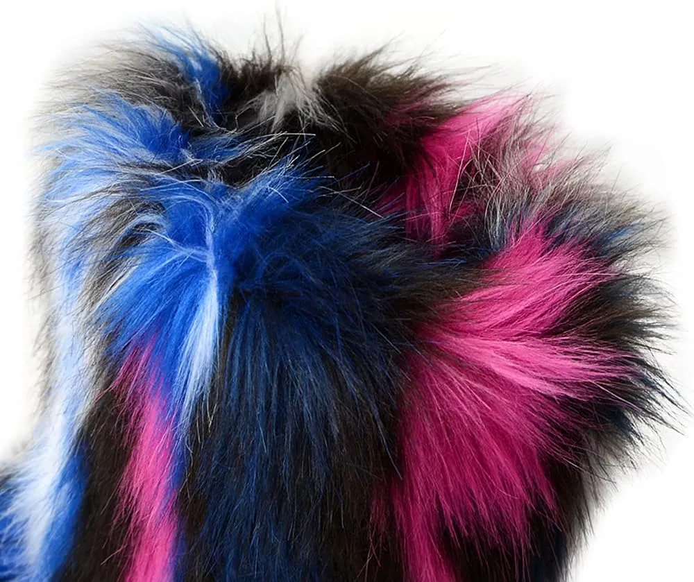 ZOSCGJMY Faux Fur Boots for Women Fuzzy Fluffy Furry Round Toe Suede Winter Snow Boots Flat Shoes
