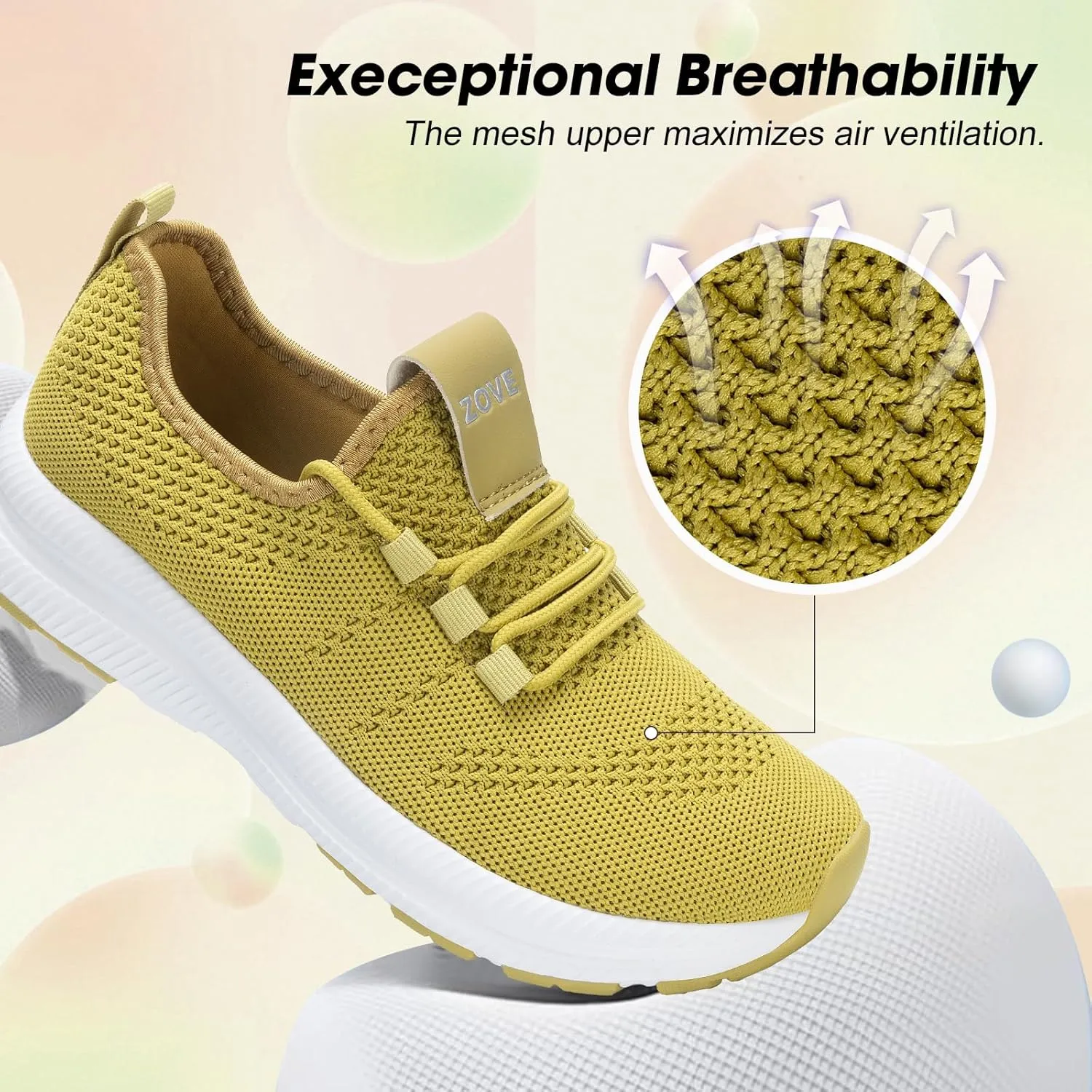 ZOVE Wide Toe Box Shoes Women Extra Wide Width Sneakers Ultra Light Road Running Shoes Non-Slip Tennis Sneakers Breathable Walking Athletic