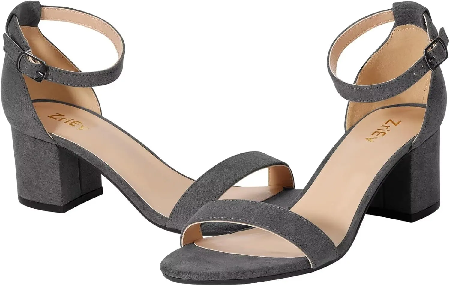 ZriEy Chunky Heels for Women Strappy Platform Sandals Open Toe Heeled Sandals Ankle Strap Adjustable Buckle Lucite Chunky High Heel Shoes