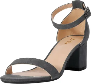 ZriEy Chunky Heels for Women Strappy Platform Sandals Open Toe Heeled Sandals Ankle Strap Adjustable Buckle Lucite Chunky High Heel Shoes