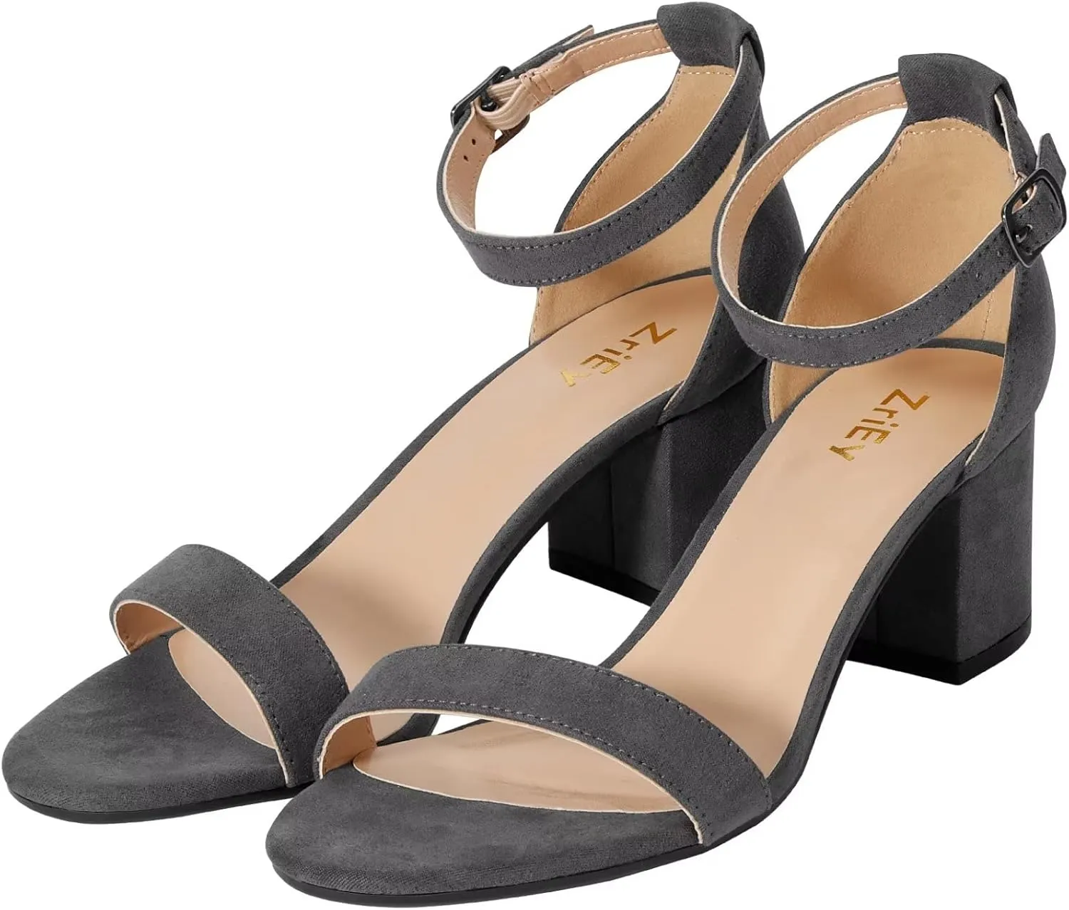 ZriEy Chunky Heels for Women Strappy Platform Sandals Open Toe Heeled Sandals Ankle Strap Adjustable Buckle Lucite Chunky High Heel Shoes