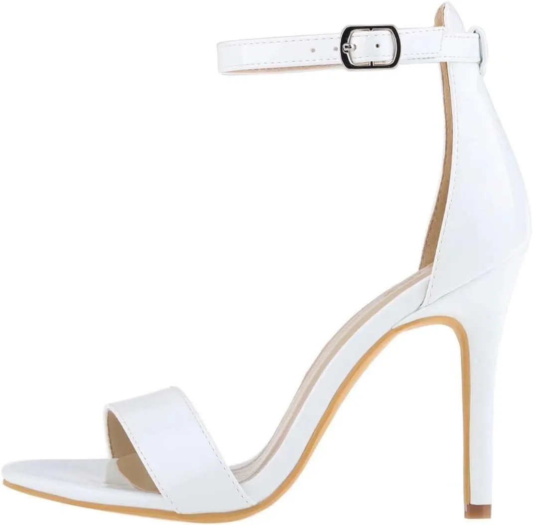ZriEy Women's Heeled Sandals 4 Inches Open Toe Stiletto High Heels Ankle Strap Fashion Bridal Party Wedding Pump Shoes