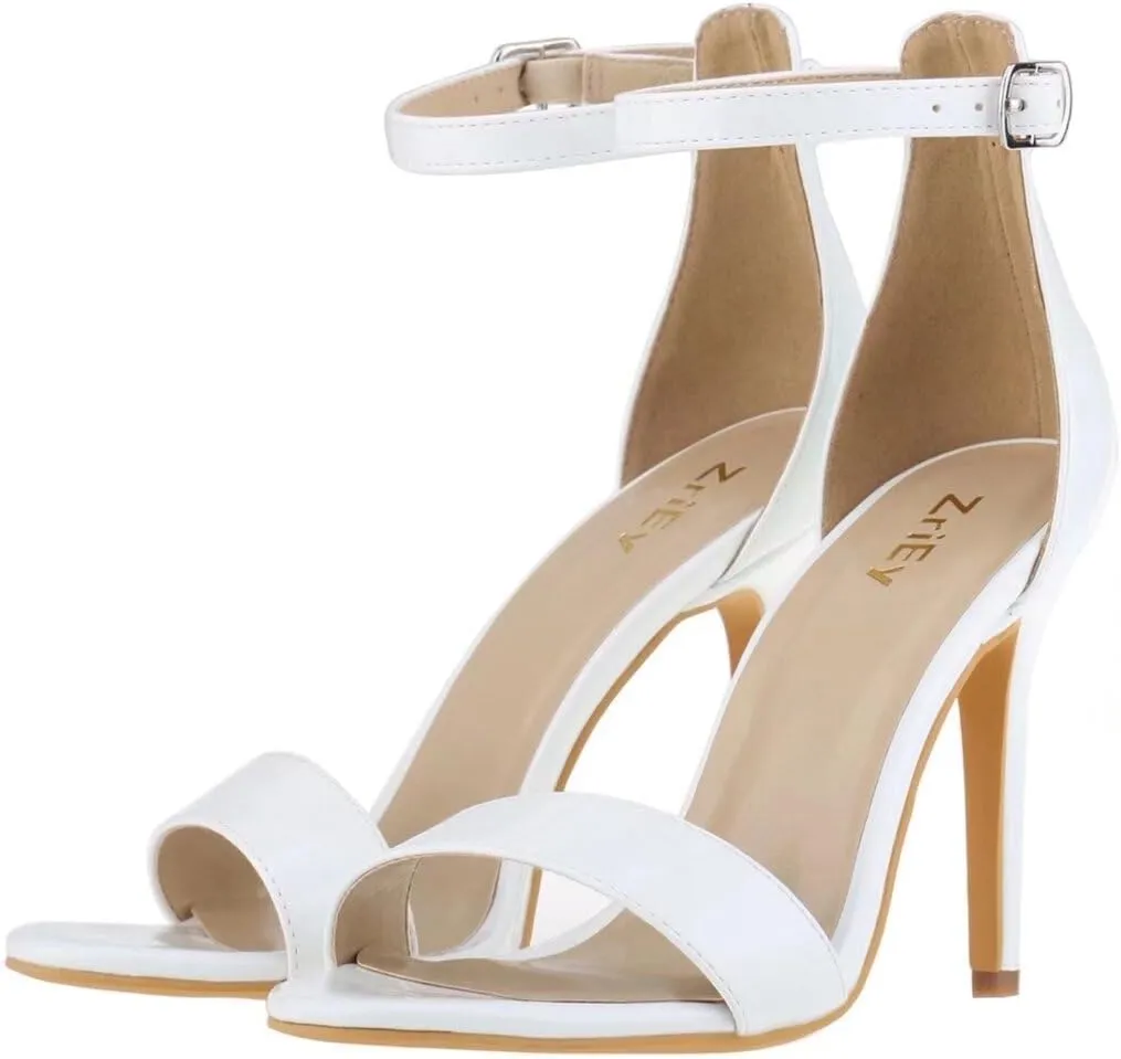 ZriEy Women's Heeled Sandals 4 Inches Open Toe Stiletto High Heels Ankle Strap Fashion Bridal Party Wedding Pump Shoes