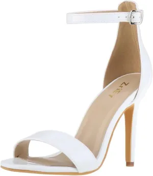 ZriEy Women's Heeled Sandals 4 Inches Open Toe Stiletto High Heels Ankle Strap Fashion Bridal Party Wedding Pump Shoes