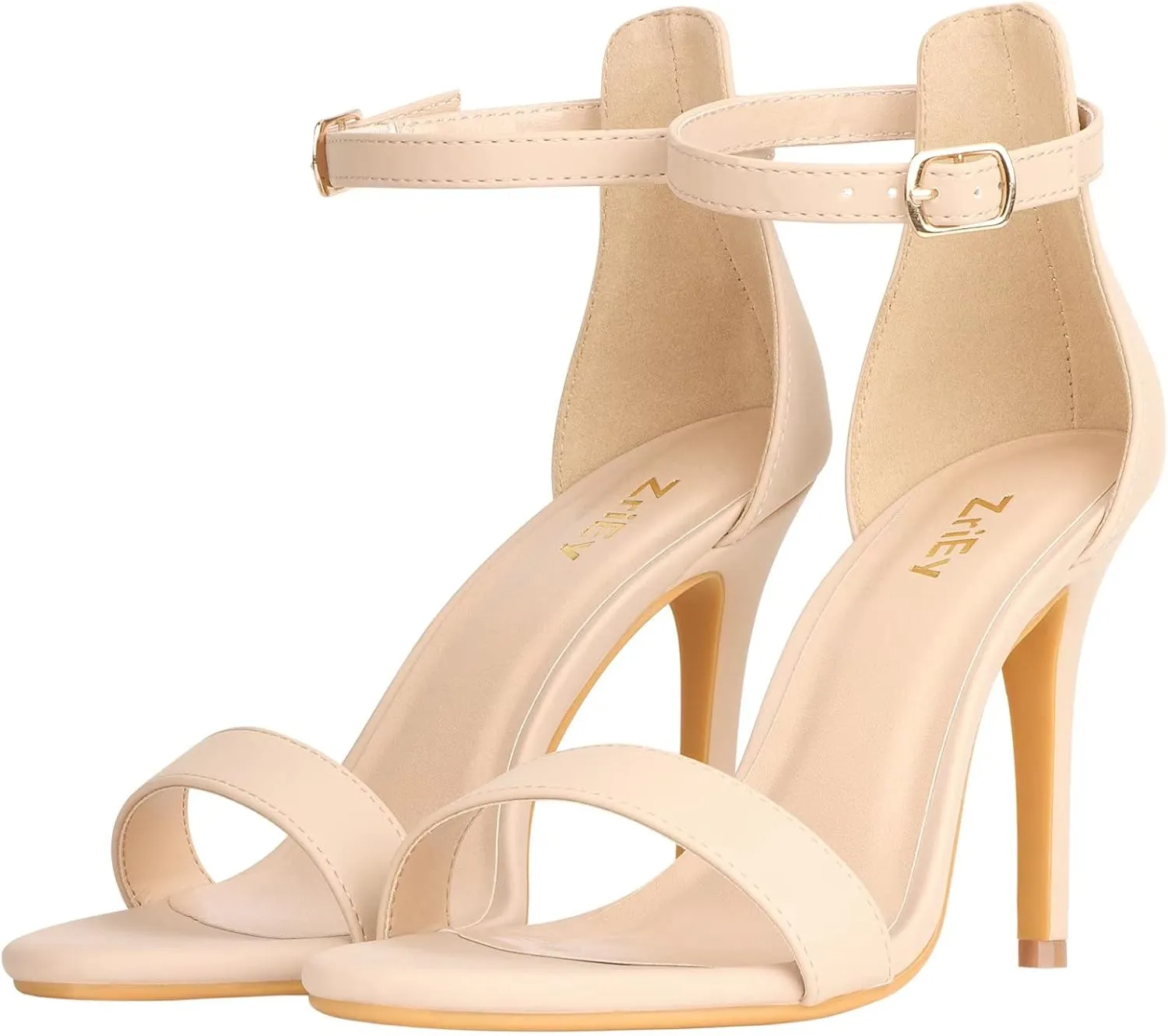 ZriEy Women's Heeled Sandals 4 Inches Open Toe Stiletto High Heels Ankle Strap Fashion Bridal Party Wedding Pump Shoes