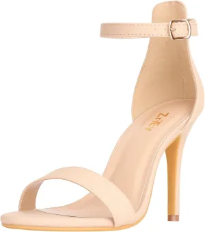 ZriEy Women's Heeled Sandals 4 Inches Open Toe Stiletto High Heels Ankle Strap Fashion Bridal Party Wedding Pump Shoes