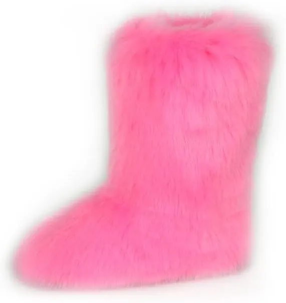 ZSGYCHCY Women's Faux Fur Boots Winter Fuzzy Fluffy Warm Furry Snow Boots Flat Shoes