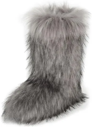 ZSGYCHCY Women's Faux Fur Boots Winter Fuzzy Fluffy Warm Furry Snow Boots Flat Shoes